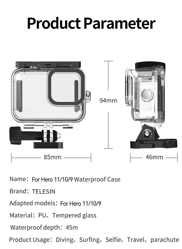 TELESIN - TELESIN Waterproof Case for GoPro HERO13/12/11/10/9 - Image 1
