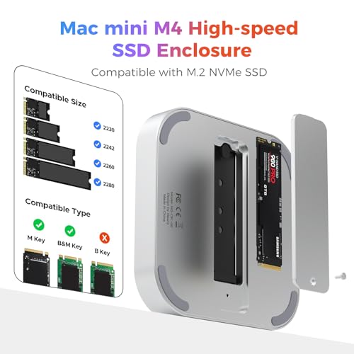 NewQ 40Gbps M.2 NVMe SSD Enclosure for Mac mini M4/M4 Pro, External Storage Upgrade | Supports 1TB/2TB/4TB/8TB SSDs | Compatible with Thunderbolt 4/3, USB4/3.2/3.0 | Fits 2230/2242/2260/2280 SSDs - Image 5