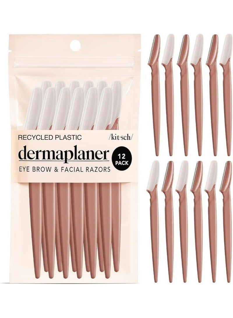 Kitsch Dermaplaning Tool, Facial Razors for Women & Men, Eyebrow Trimmer, 12-Pack, Terracotta - Image 1