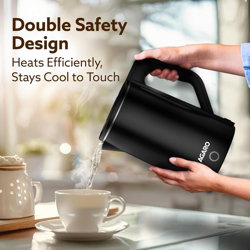 AGARO Elegant Electric Kettle, 1.8L, Double Layered Stainless Steel Inner Body, Quick Boil, Water Boiler, Hot Water Kettle, For Making Black Tea & Black Coffee, Auto Shut Off - Image 3