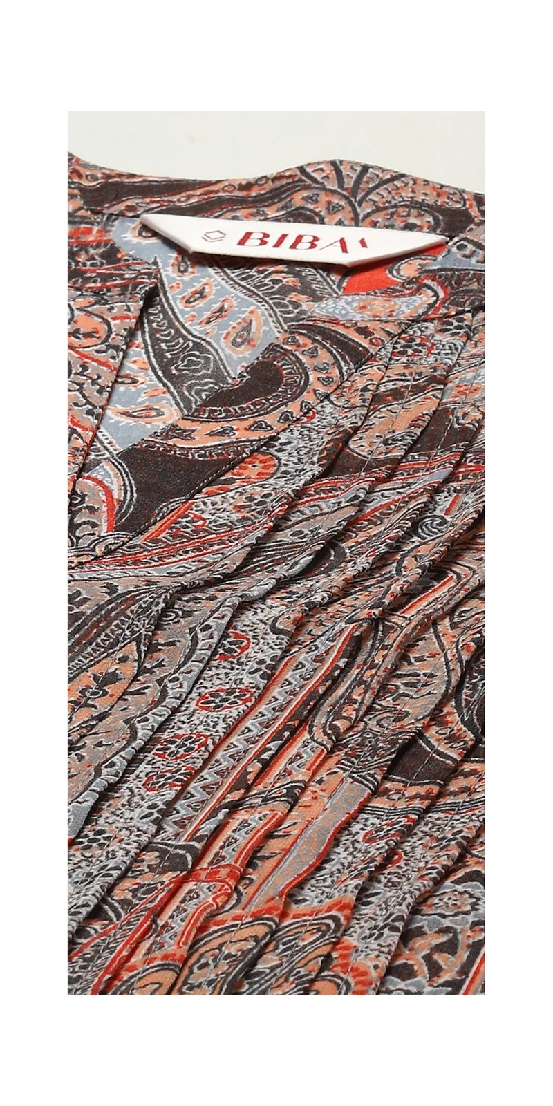 بيبا كورتا بوليستر مطبوعة مستقيمة باللون الخوخي والأزرق