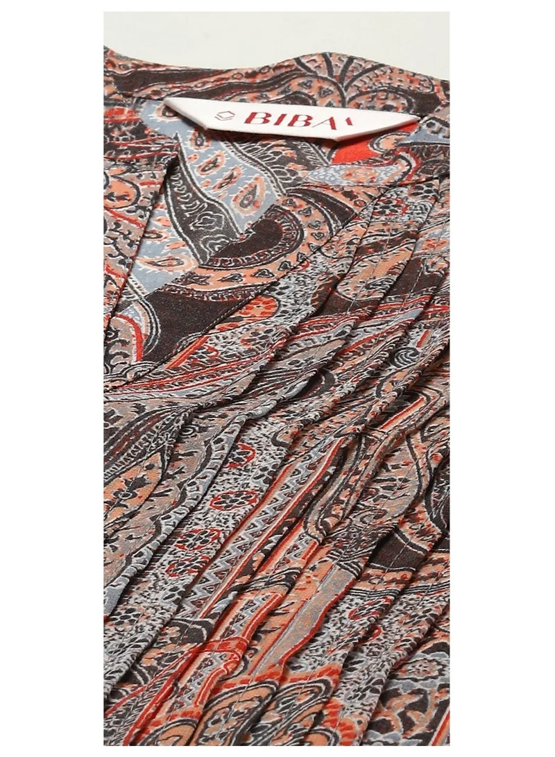 بيبا كورتا بوليستر مطبوعة مستقيمة باللون الخوخي والأزرق