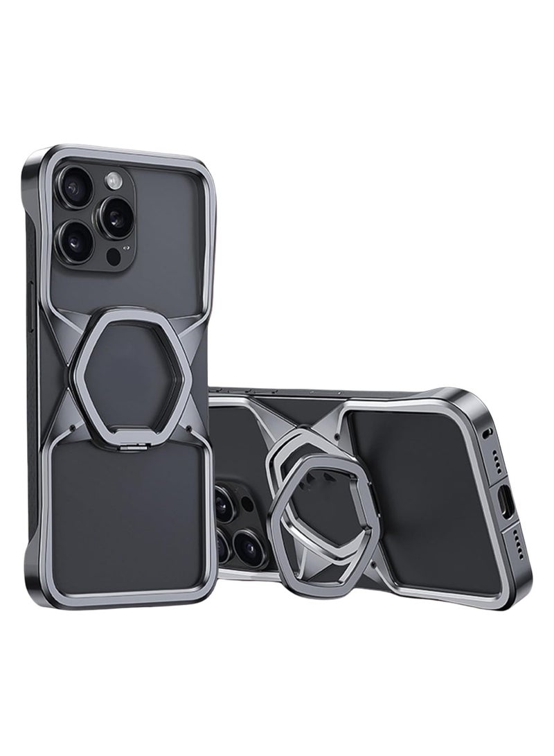 general Metal frameless case for iPhone 16 Pro Max, invisible stand ultra-thin minimalist frameless aviation aluminum alloy case - Image 1