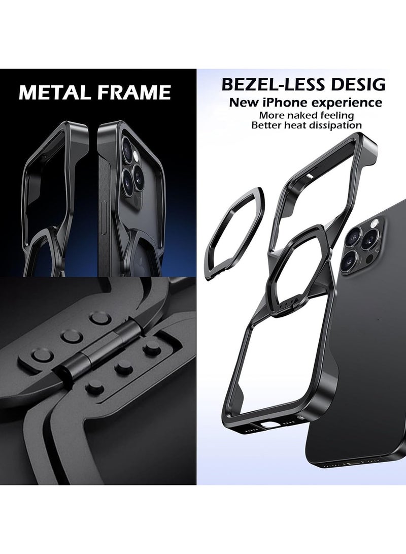 general Metal frameless case for iPhone 16 Pro Max, invisible stand ultra-thin minimalist frameless aviation aluminum alloy case - Image 2