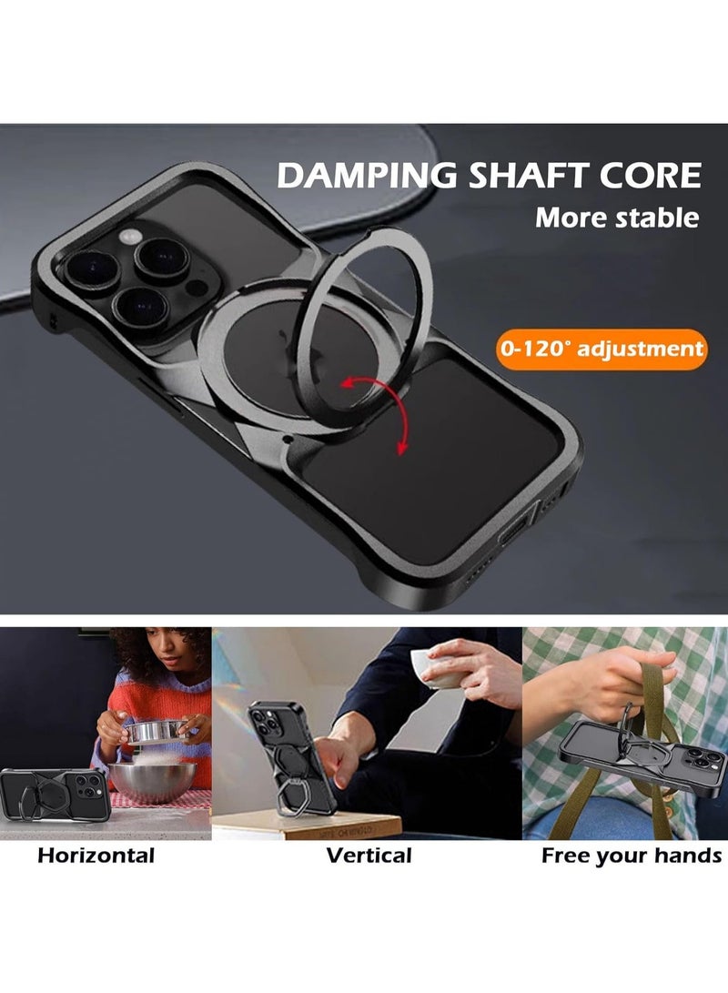 general Metal frameless case for iPhone 16 Pro Max, invisible stand ultra-thin minimalist frameless aviation aluminum alloy case - Image 4