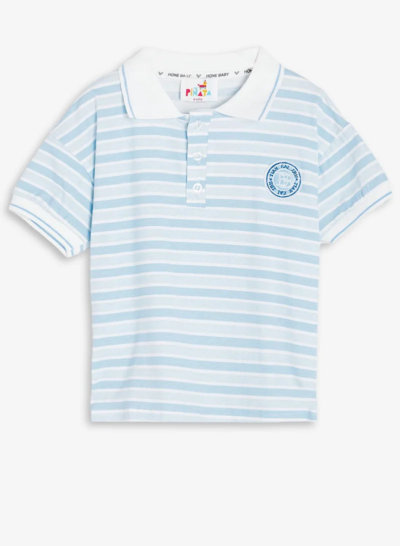 Pinata  Cotton Stripe Polo Tshirt and Short Set for Men | Best Price UAE