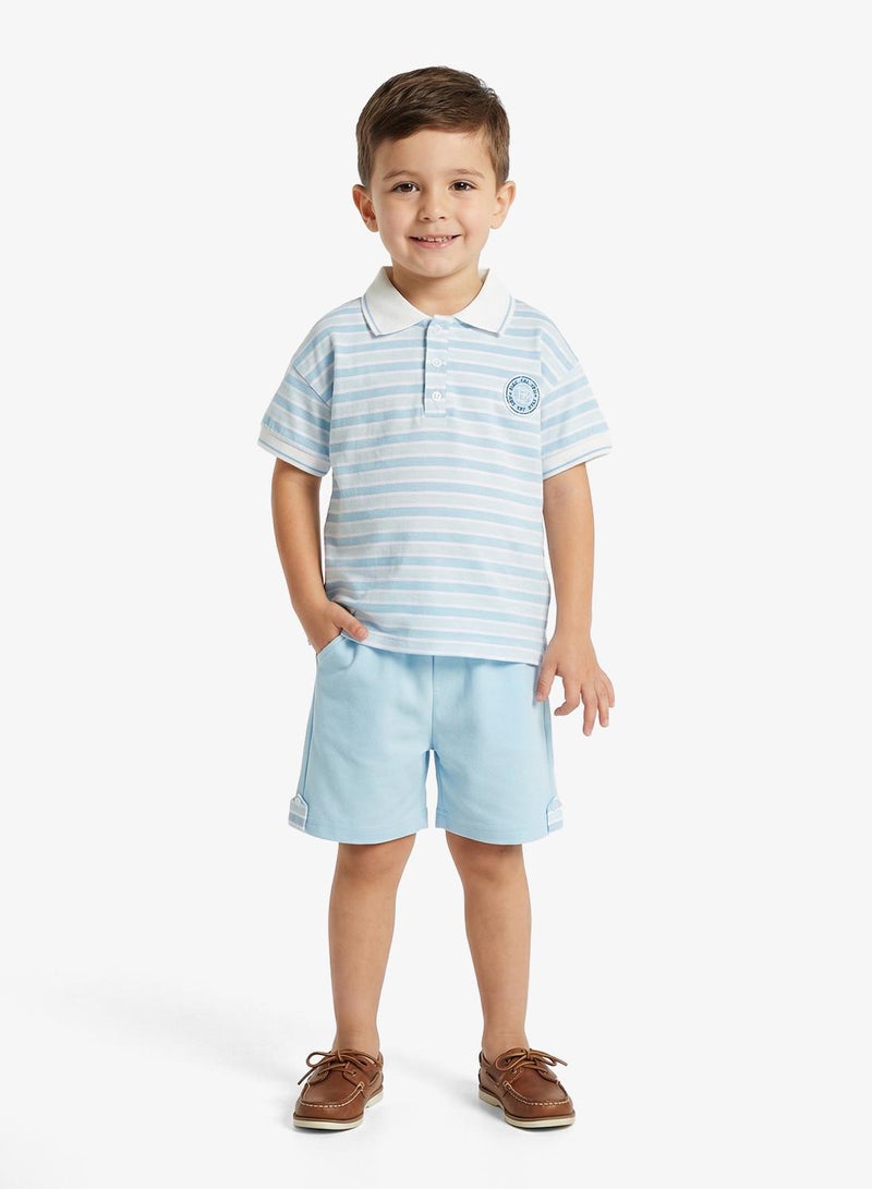 Pinata Cotton Stripe Polo Tshirt and Short Set - Image 1