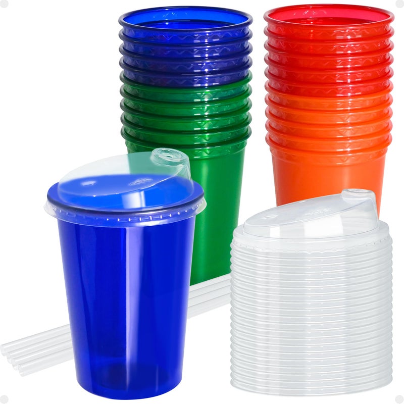 L LIKED 12 Oz Kids Sippy Cups, 4 Colours Assorted Total 20 Count Spill Proof Reusable Cups, BPA-Free, Perfect for Party - Image 1