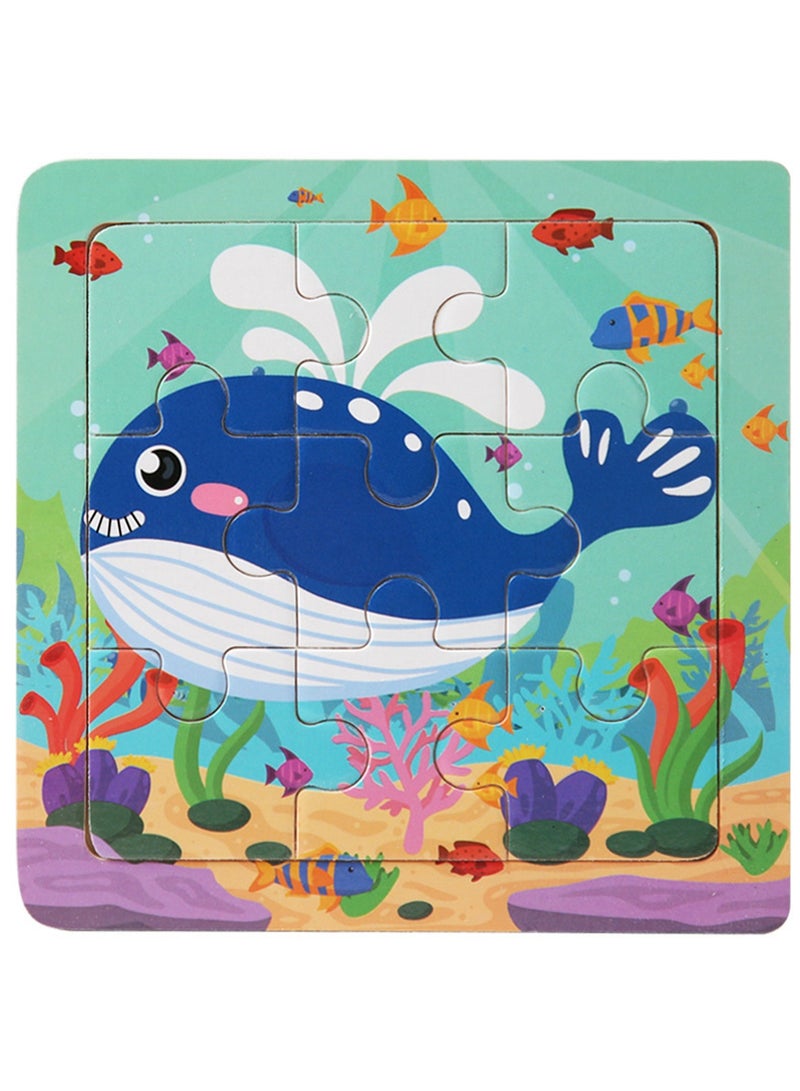 Children's Educational Wooden Cartoon Whale Jigsaw Puzzles Suitable Gift Bag Pack - Image 1