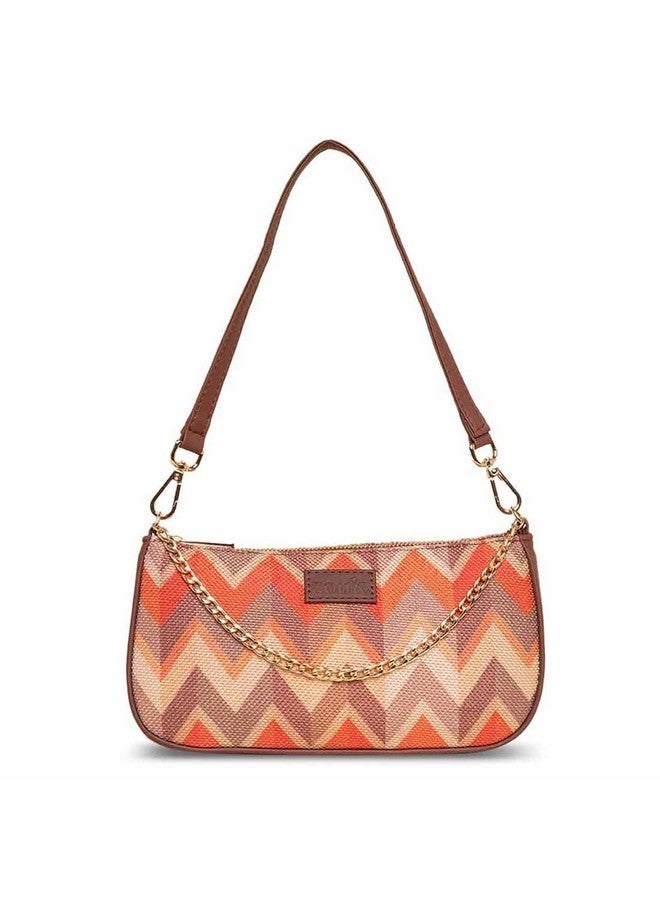 ZOUK حقيبة زوك باجيت | حقائب كروس بودي للنساء | حقائب يد نسائية | حقيبة سلاينغ أنيقة للنساء | حقيبة مسائية من جلد نباتي | للاستخدام في السفر والمكتب | محفظة ومحفظة | طباعة موجة المد والجزر - Image 1