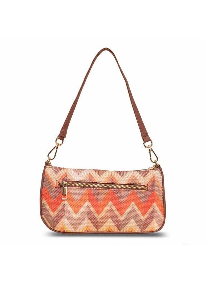 ZOUK حقيبة زوك باجيت | حقائب كروس بودي للنساء | حقائب يد نسائية | حقيبة سلاينغ أنيقة للنساء | حقيبة مسائية من جلد نباتي | للاستخدام في السفر والمكتب | محفظة ومحفظة | طباعة موجة المد والجزر - Image 4