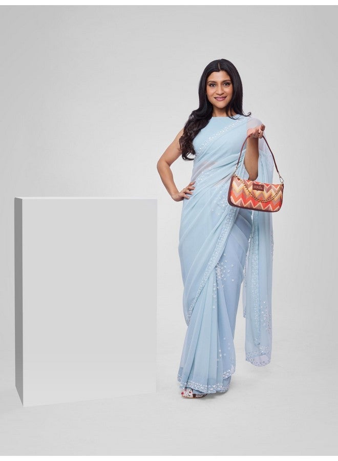 ZOUK حقيبة زوك باجيت | حقائب كروس بودي للنساء | حقائب يد نسائية | حقيبة سلاينغ أنيقة للنساء | حقيبة مسائية من جلد نباتي | للاستخدام في السفر والمكتب | محفظة ومحفظة | طباعة موجة المد والجزر - Image 2