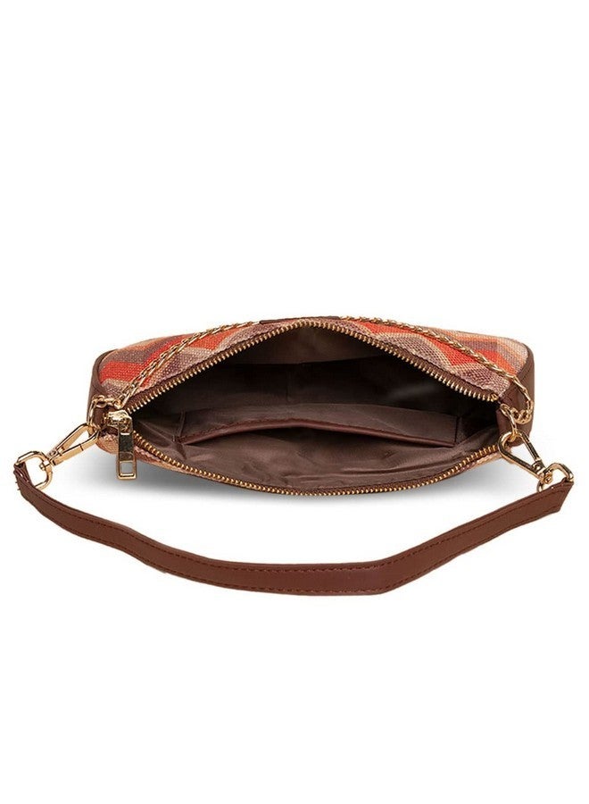 ZOUK حقيبة زوك باجيت | حقائب كروس بودي للنساء | حقائب يد نسائية | حقيبة سلاينغ أنيقة للنساء | حقيبة مسائية من جلد نباتي | للاستخدام في السفر والمكتب | محفظة ومحفظة | طباعة موجة المد والجزر - Image 5