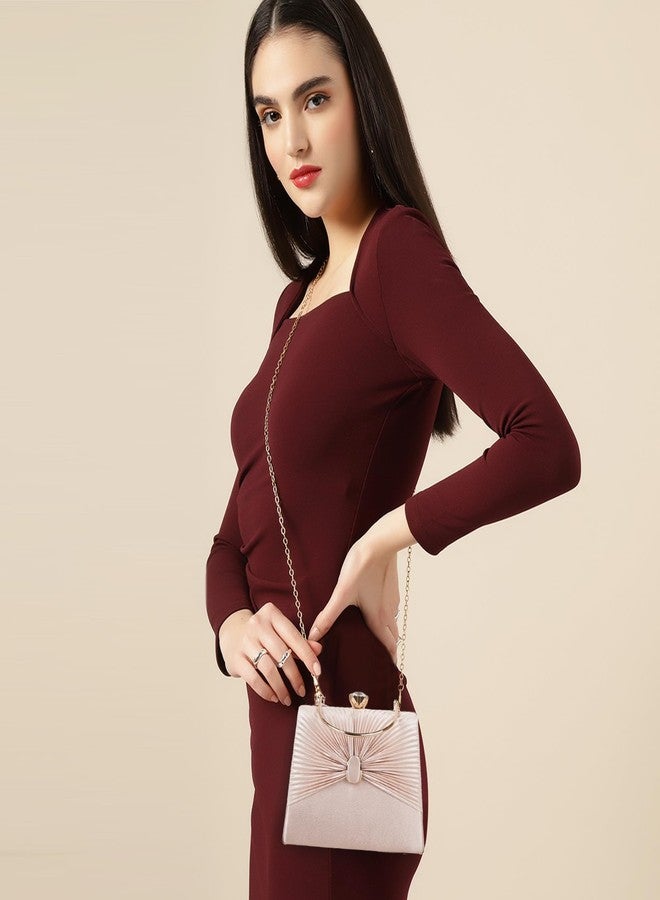 NORVE PU Stylish Trendy Design Gold Chain Strap Crossbody Ladies Women Shoulder Clutch - Image 3