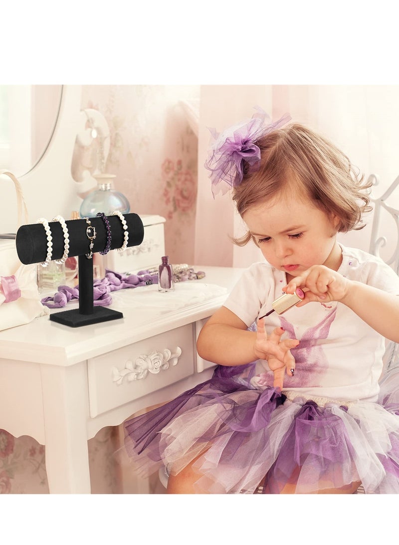 Barakah طقم حامل مجوهرات بار ت من المخمل الأسود مع صندوق شفاف، حامل أساور، رف عرض قلائد، أساور، ساعات، أقراط، كاحل، 2 قطعة - Image 4