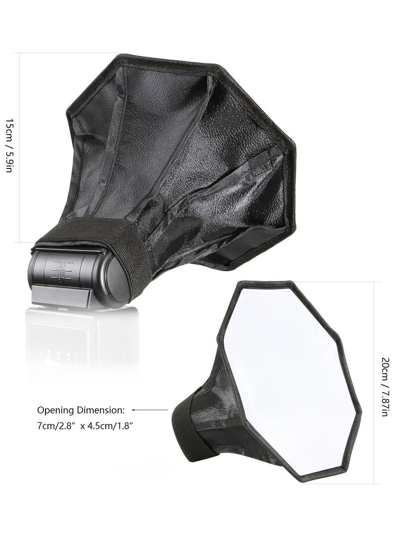 SOLARAE 2 Pack Flash Diffuser Softbox Set Collapsible with Storage Pouch 8" Octagon and 8"x6" Rectangle Softboxes for Canon Nikon - Image 4