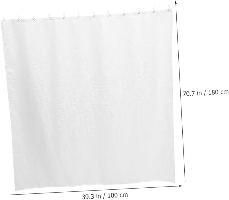 SHOWERORO Waterproof Shower Curtain White 180x100cm Waffle Weave Solid Polyester Bath Curtain with C-Shaped Hooks for Bathroom Divider and Water Resistance - Image 2