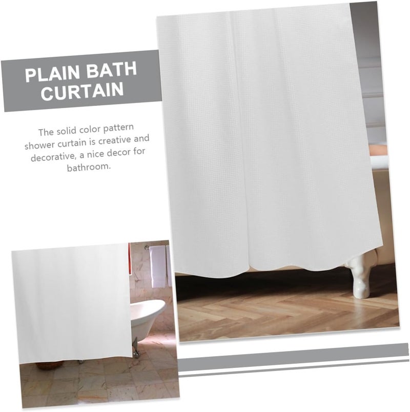 SHOWERORO Waterproof Shower Curtain White 180x100cm Waffle Weave Solid Polyester Bath Curtain with C-Shaped Hooks for Bathroom Divider and Water Resistance - Image 3
