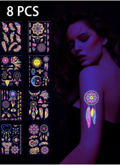 8 Sheets Glow in The Dark Temporary Tattoos 50+Styles Aldult Fluorescence UV Neon Body Face Fake Waterproof Tattoo Stickers for Women Men, Festival Accessory Party Supplies - pzsku/Z57663E4FFD5096482915Z/45/_/1739348350/308cf356-7b40-4fcb-bc42-882cf86b93a2