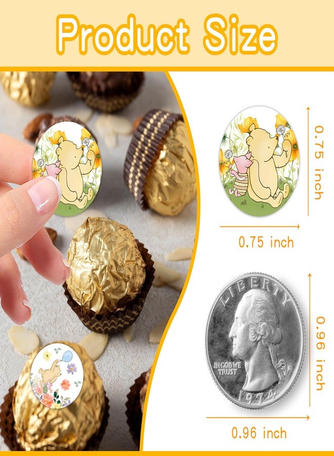 ALodr 180 Pcs Cute Winnie Stickers, Winnie Stickers 10 Designs, 0.75 Inch Thank You Stickers, Mini Kisses Labels Chocolate, Little Cutie Baby Shower Decoration for Baby Shower, Birthday Party Favors - Image 2