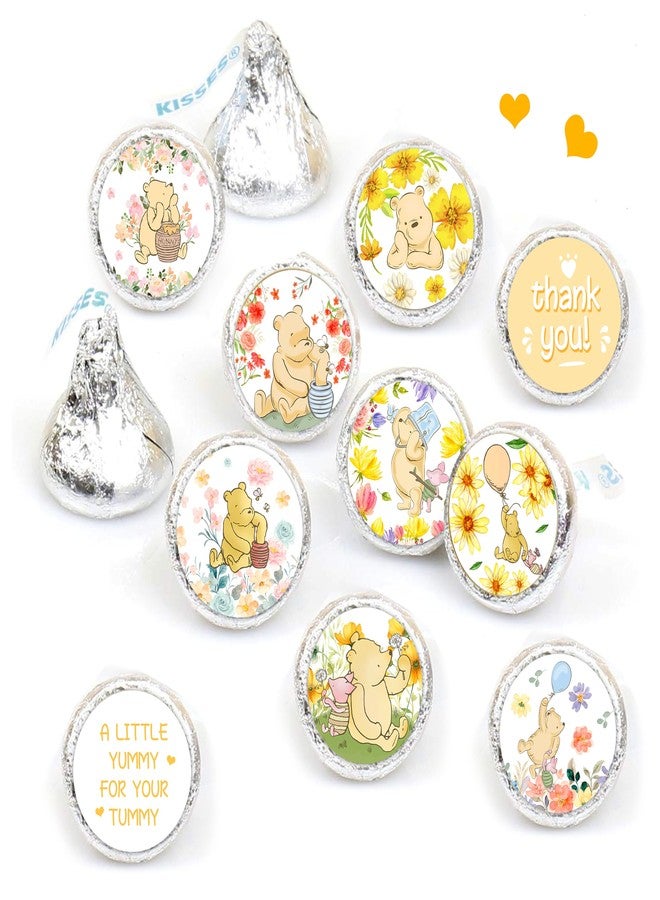 ALodr 180 Pcs Cute Winnie Stickers, Winnie Stickers 10 Designs, 0.75 Inch Thank You Stickers, Mini Kisses Labels Chocolate, Little Cutie Baby Shower Decoration for Baby Shower, Birthday Party Favors - Image 4