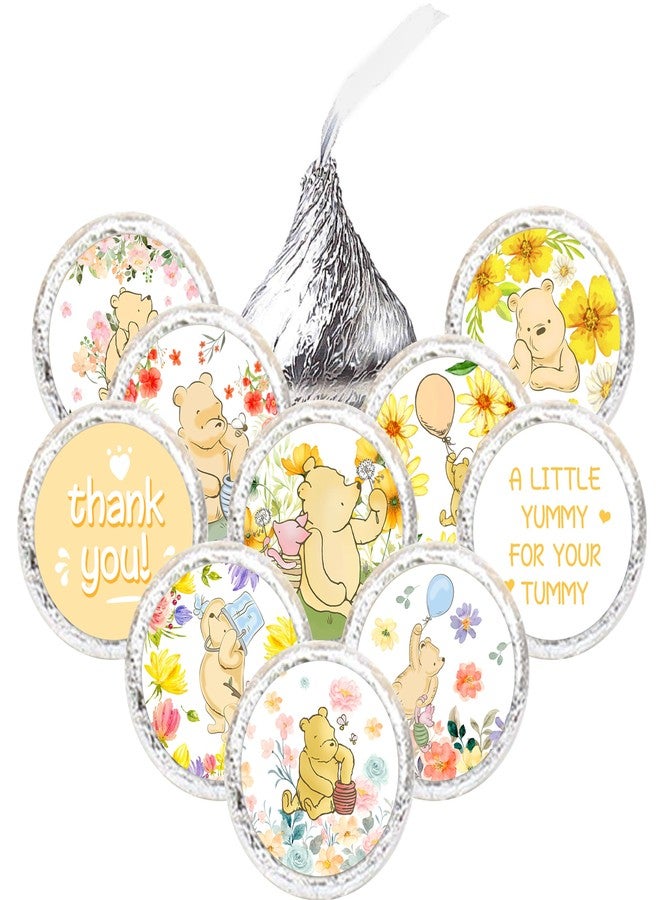 ALodr 180 Pcs Cute Winnie Stickers, Winnie Stickers 10 Designs, 0.75 Inch Thank You Stickers, Mini Kisses Labels Chocolate, Little Cutie Baby Shower Decoration for Baby Shower, Birthday Party Favors - Image 1