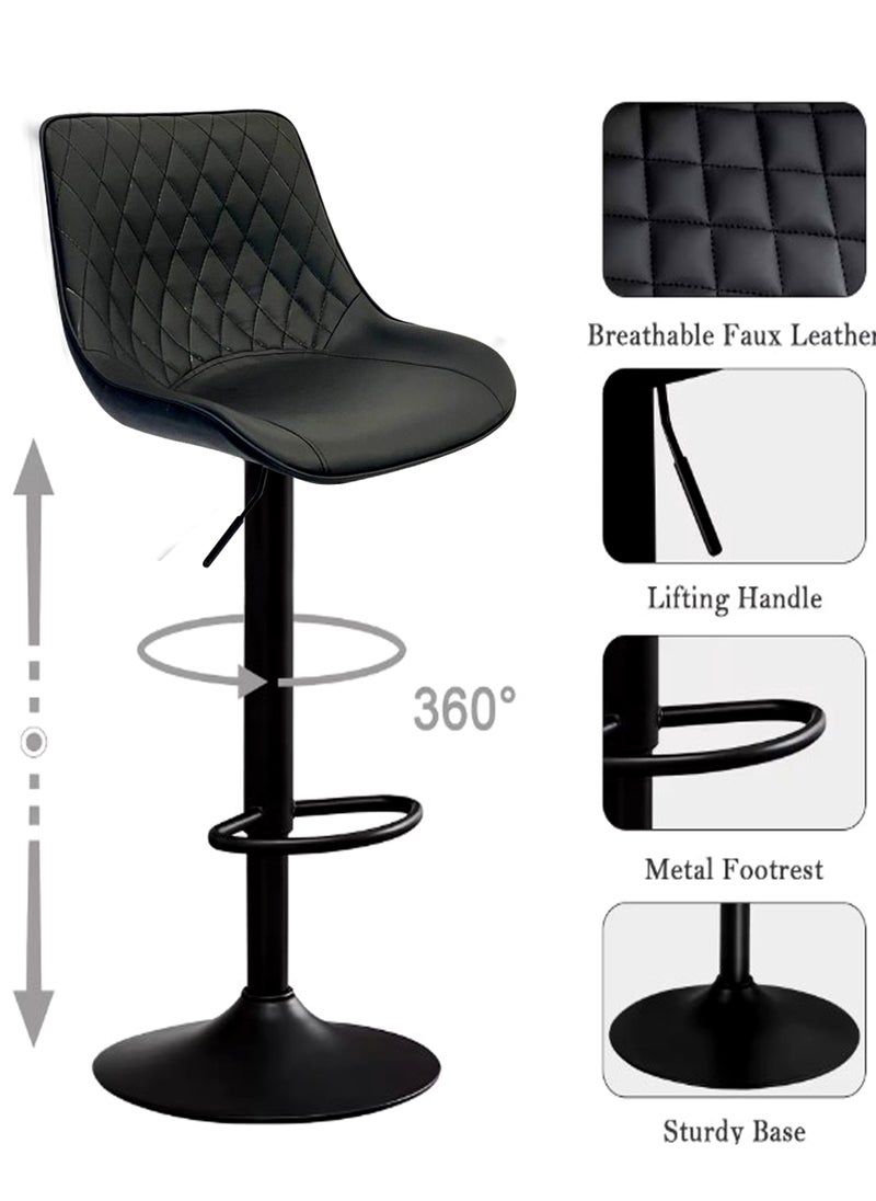 SET OF 2 Bar Stools Modern Counter Height Barstools Adjustable