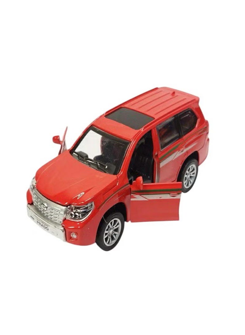 Toyota Prado SUV Die cast 1/36Scale Model With Lights and Sound – Alloy Model Car Die-Cast Metal Toy Car – Front Doors Open – Size Approx. 12.7 cm (Without box - Red) - Image 2