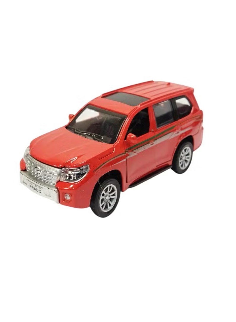 Toyota Prado SUV Die cast 1/36Scale Model With Lights and Sound – Alloy Model Car Die-Cast Metal Toy Car – Front Doors Open – Size Approx. 12.7 cm (Without box - Red) - Image 1