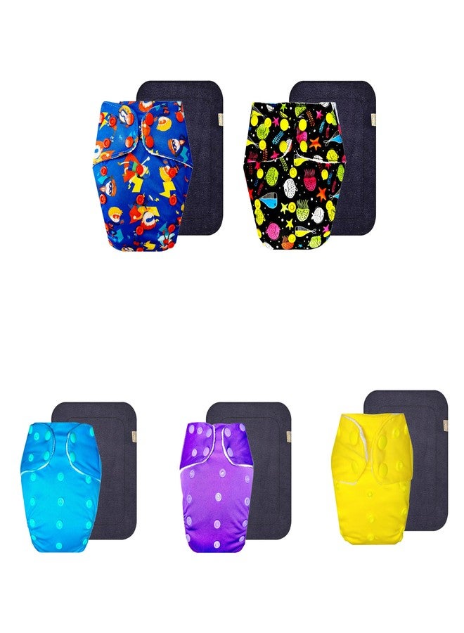 Dumbledo Premium Cloth Diaper with Black Insert (Pack of 5) | Soft & Gentle | Leakproof | Travel Friendly | Perfect for Indian Summers | 3 Months - 3 Years | Unisex Baby - Image 1