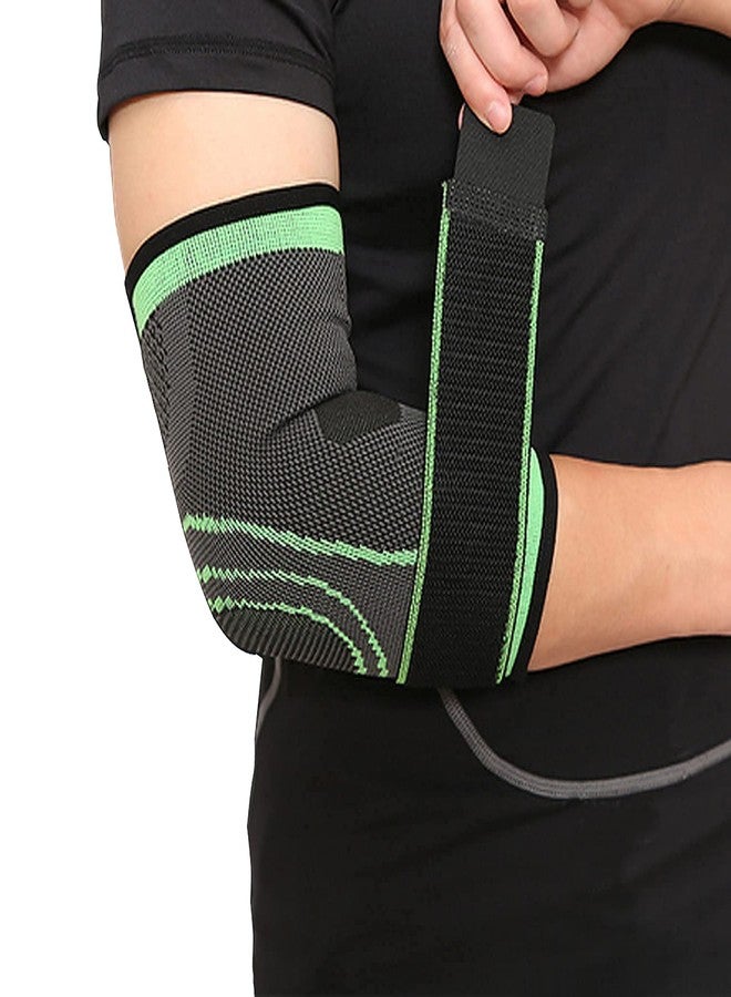 serveuttam "Serveuttam� Elbow Support for Gym with Strap (1Pair) - Elbow Brace for Men Women Workout | Elbow Compression Sleeves with Straps for Tendonitis Pain Relief, Tennis, Volleyball, Cricket (Green) (Green)" - Image 2