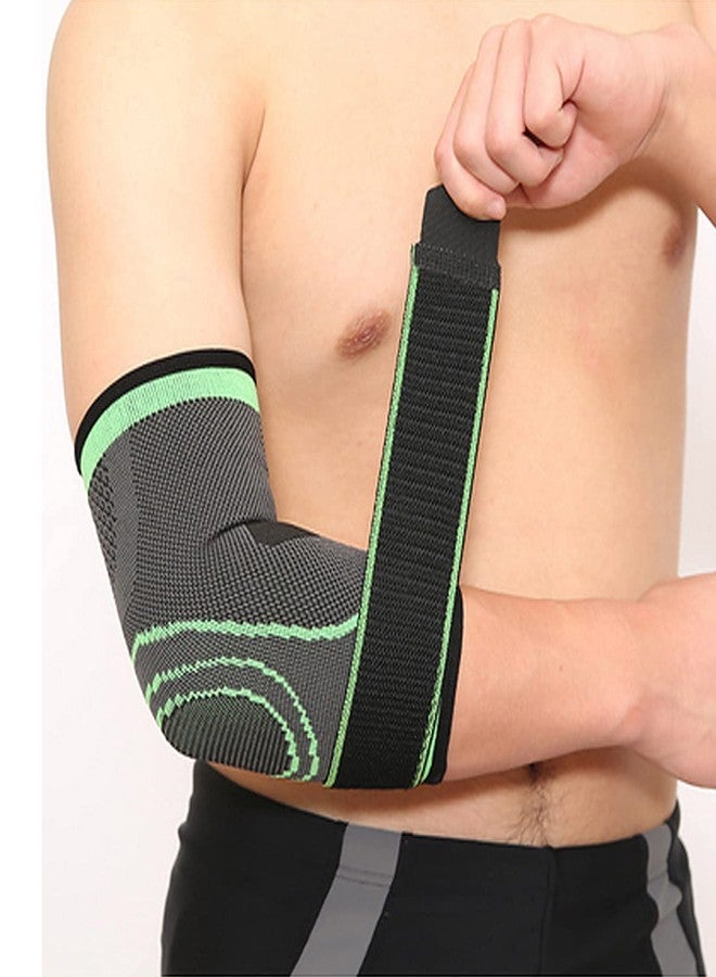 serveuttam "Serveuttam� Elbow Support for Gym with Strap (1Pair) - Elbow Brace for Men Women Workout | Elbow Compression Sleeves with Straps for Tendonitis Pain Relief, Tennis, Volleyball, Cricket (Green) (Green)" - Image 1