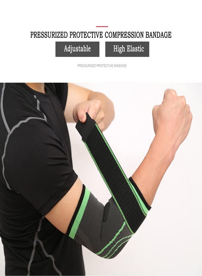 serveuttam "Serveuttam� Elbow Support for Gym with Strap (1Pair) - Elbow Brace for Men Women Workout | Elbow Compression Sleeves with Straps for Tendonitis Pain Relief, Tennis, Volleyball, Cricket (Green) (Green)" - Image 3
