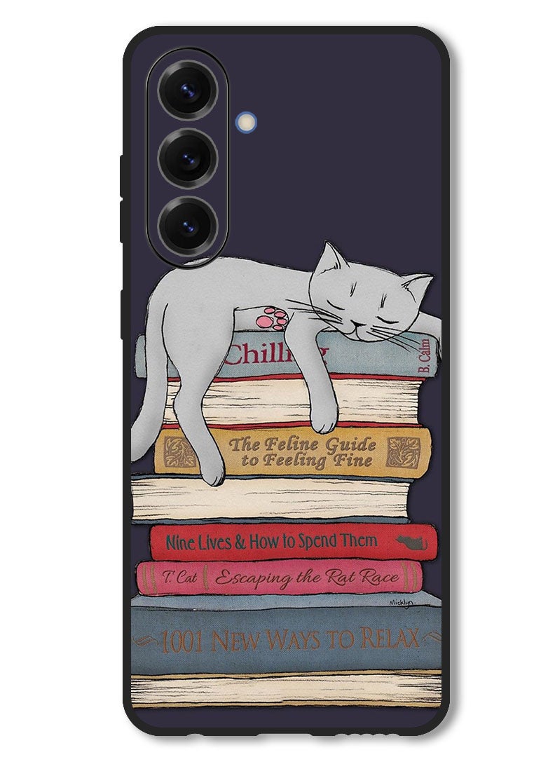 Theodor Case Compatible with Samsung Galaxy F16/ M16 Protection Shockproof Bumper Cover Cat With Books - Image 1