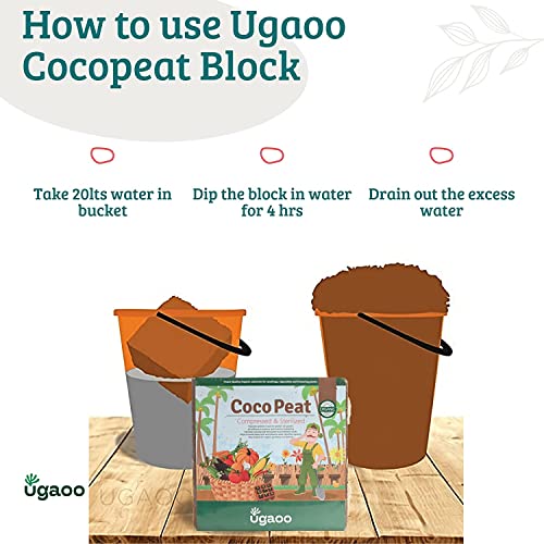 UGAOO Cocopeat Block 2 Kg (1Kg Each) for Home Garden Plants | Compressed & Sterilized Coconut Fiber Growing Medium for Seed Germination, Potting Mix, Indoor & Outdoor Gardening & Soil Aeration - Image 5
