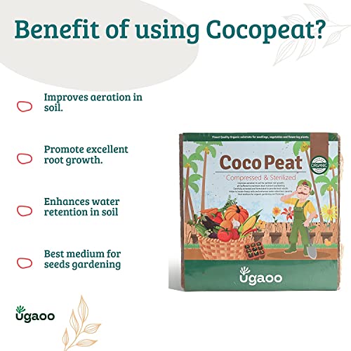 UGAOO Cocopeat Block 2 Kg (1Kg Each) for Home Garden Plants | Compressed & Sterilized Coconut Fiber Growing Medium for Seed Germination, Potting Mix, Indoor & Outdoor Gardening & Soil Aeration - Image 4