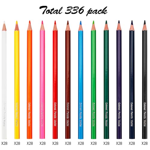 Madisi Colored Pencils Bulk - Pre-Sharpened - 12 Assorted Colors - 336 Bulk pack - Image 2