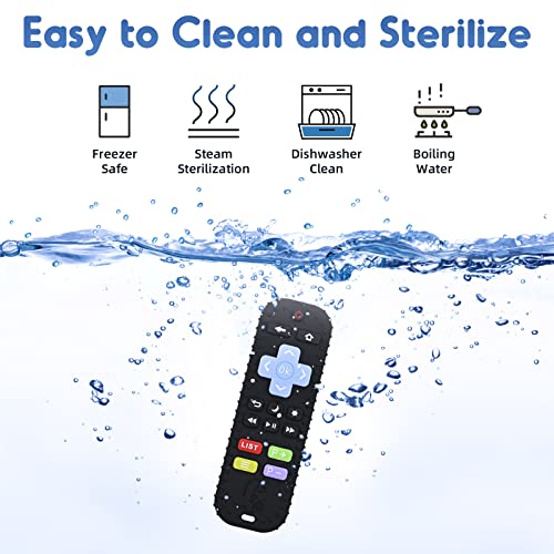 AiTuiTui Teething Relief Teethers Toys for Babies 3-6-12 Months Gifts, Food Grade Silicone Sensory Baby Remote Control Teether Bath Toy for Newborn Infant Boy Girl Autism Birthday Christmas Gift, Black - Image 4