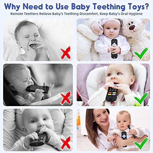 AiTuiTui Teething Relief Teethers Toys for Babies 3-6-12 Months Gifts, Food Grade Silicone Sensory Baby Remote Control Teether Bath Toy for Newborn Infant Boy Girl Autism Birthday Christmas Gift, Black - Image 5