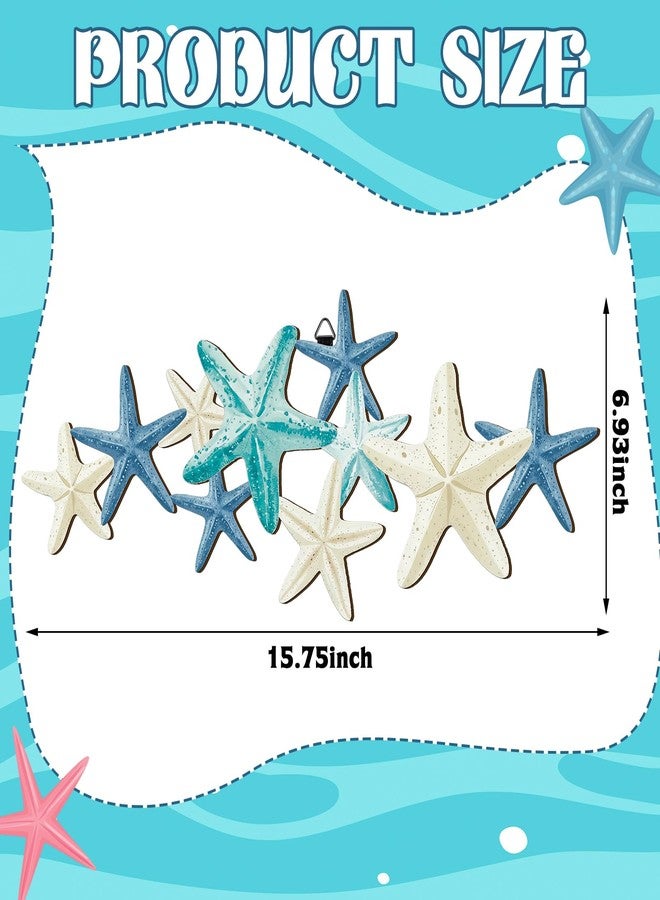 Qunclay Summer Coastal Wall Decor Farmhouse Ocean Fish Wall Art Beach Theme Vintage Coastal Hanging Decoration for Home Lake House Bathroom(Starfish) - Image 2
