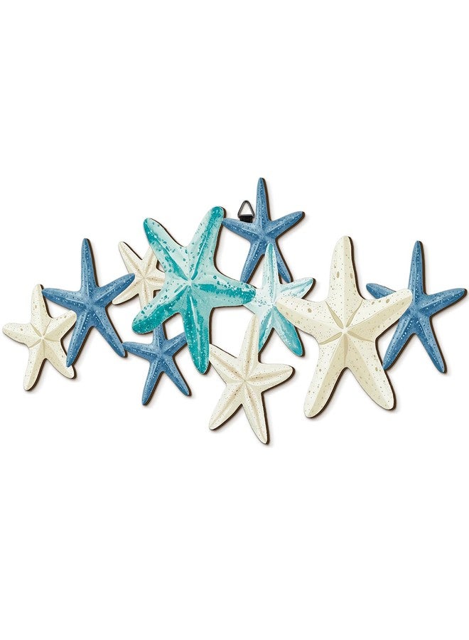 Qunclay Summer Coastal Wall Decor Farmhouse Ocean Fish Wall Art Beach Theme Vintage Coastal Hanging Decoration for Home Lake House Bathroom(Starfish) - Image 1
