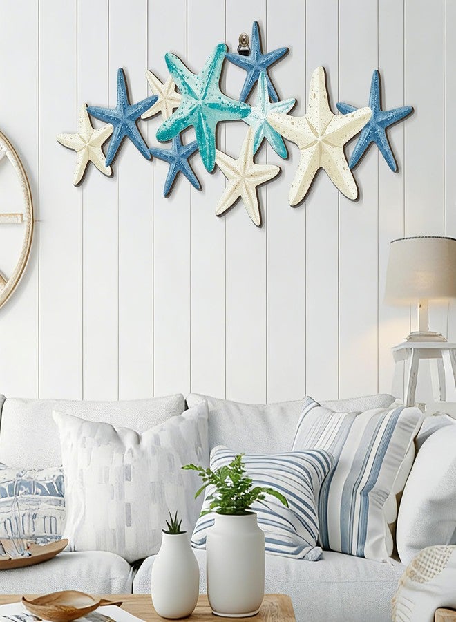 Qunclay Summer Coastal Wall Decor Farmhouse Ocean Fish Wall Art Beach Theme Vintage Coastal Hanging Decoration for Home Lake House Bathroom(Starfish) - Image 4