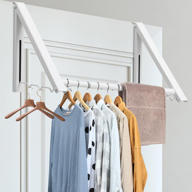 HomeRight HOME RIGHT Over The Door Clothes Hanger,1.69 Inch Door Hook for Over The Door Drying Rack,Foldable Retractable Overdoor Hanger Hook for Bathroom,Laundry Room,Apartament and Bedroom - Image 1