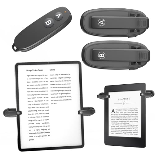 SSPONT [2 Clips] Page Turner Remote for Kindle Paperwhite Remote Page Turner Accessories for Kindle & Ipad &Tablet Clip Clicker Rechargeable Page Turner - Image 1