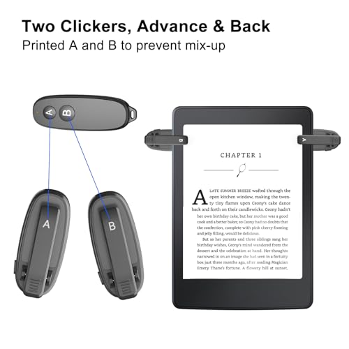 SSPONT [2 Clips] Page Turner Remote for Kindle Paperwhite Remote Page Turner Accessories for Kindle & Ipad &Tablet Clip Clicker Rechargeable Page Turner - Image 3