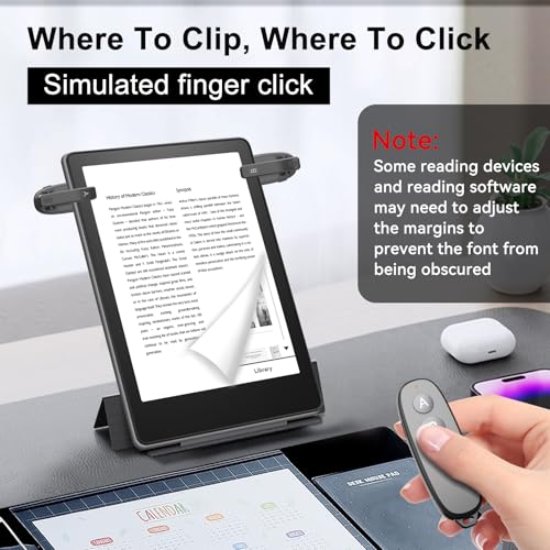 SSPONT [2 Clips] Page Turner Remote for Kindle Paperwhite Remote Page Turner Accessories for Kindle & Ipad &Tablet Clip Clicker Rechargeable Page Turner - Image 2
