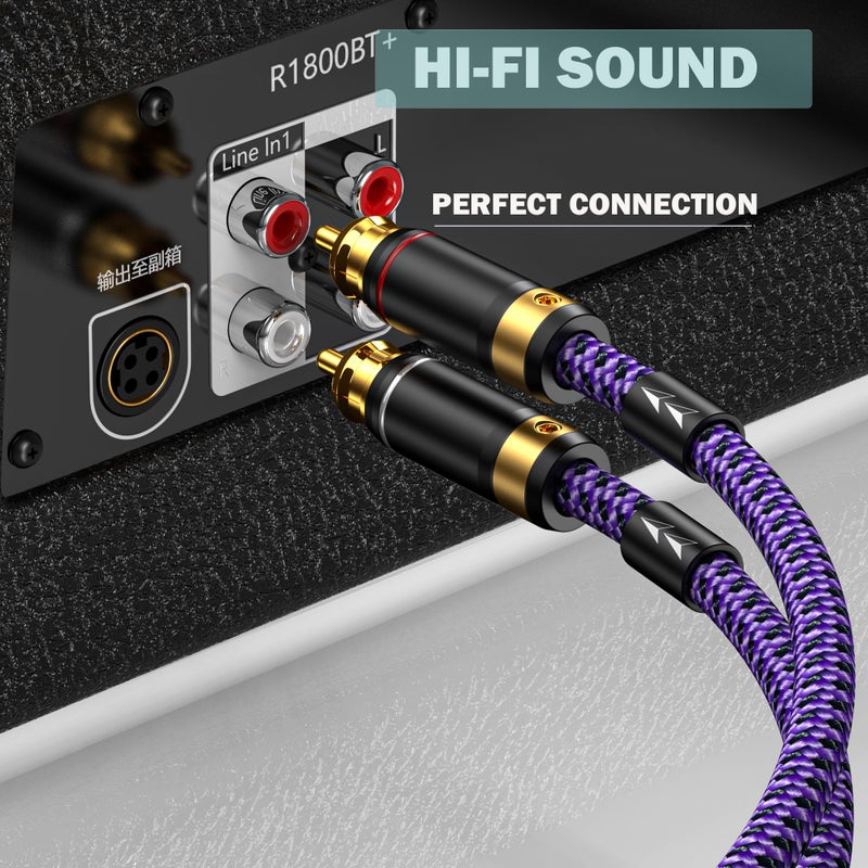 Primeda Auidophile 2 RCA Male to 2 RCA Male Stereo Audio Cable Gold Plated | HiFi System Interconnect Cable Purple (3.2FT/1M) - Image 5