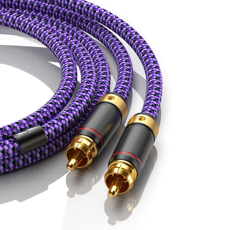 Primeda Auidophile 2 RCA Male to 2 RCA Male Stereo Audio Cable Gold Plated | HiFi System Interconnect Cable Purple (3.2FT/1M) - Image 2