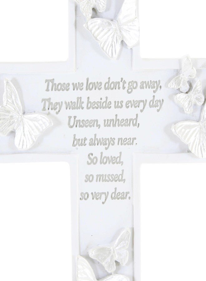 Roman 12508 Butterfly Memorial Wall Cross, 8-inch Height, Resin and Stone Mix - Image 3