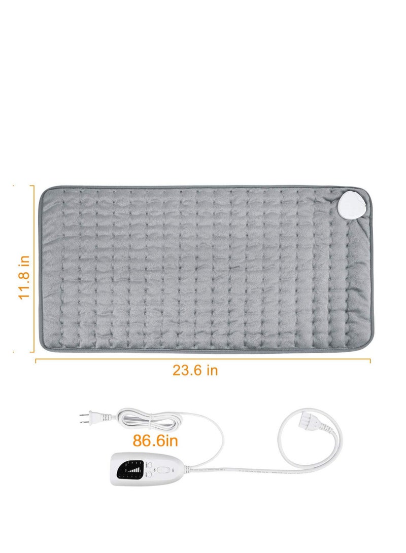Heating Pad, Electric Heating Pad, Hot Heating Pad for Back Pain Muscle Pain Relief, Dry Heat and Moist Heat Options, Auto Off Function (Light Grey)